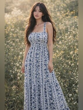 NWT Farmers Market Stroll blooming cottagecore floral smocked maxi dress